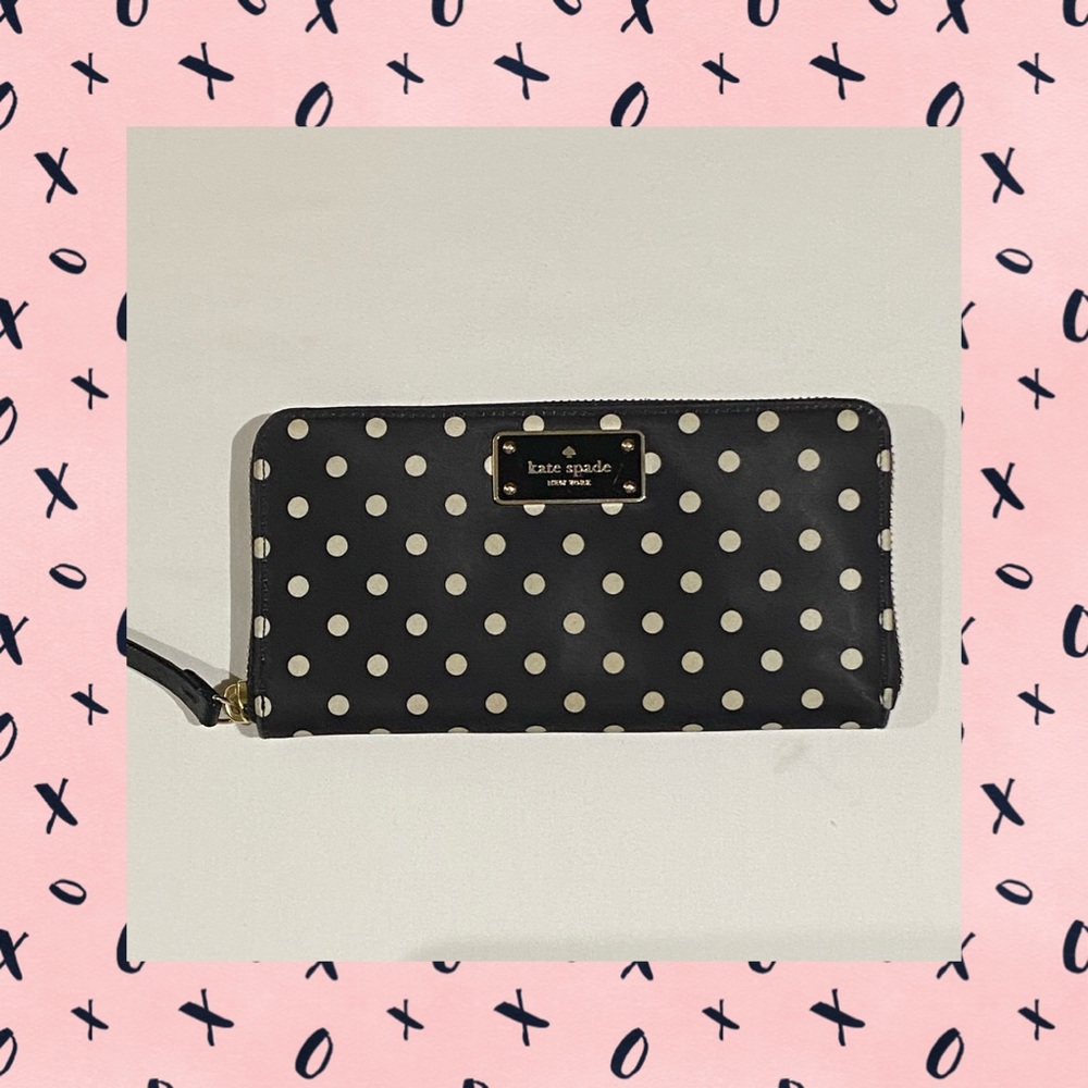 Kate Spade Polka Dot Large Zip Around Wallet